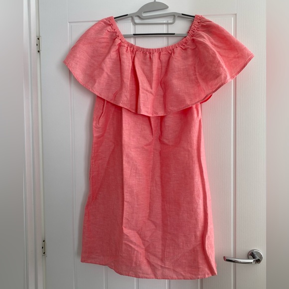 🏷️ SALE - NWT J. Crew Off the Shoulder Ruffle Dress Coral Pink Beach Coverup - Picture 5 of 6